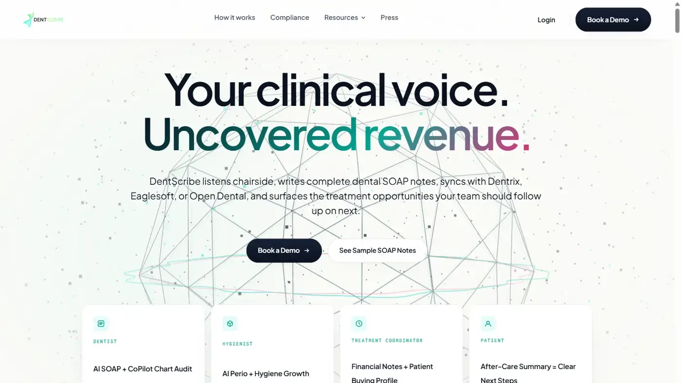 The public DentScribe marketing home page.