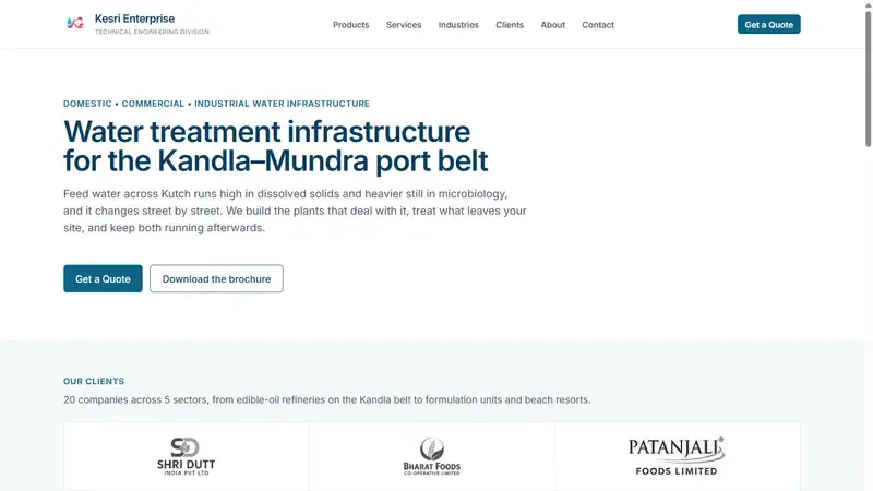 The Kesri Enterprise home page.